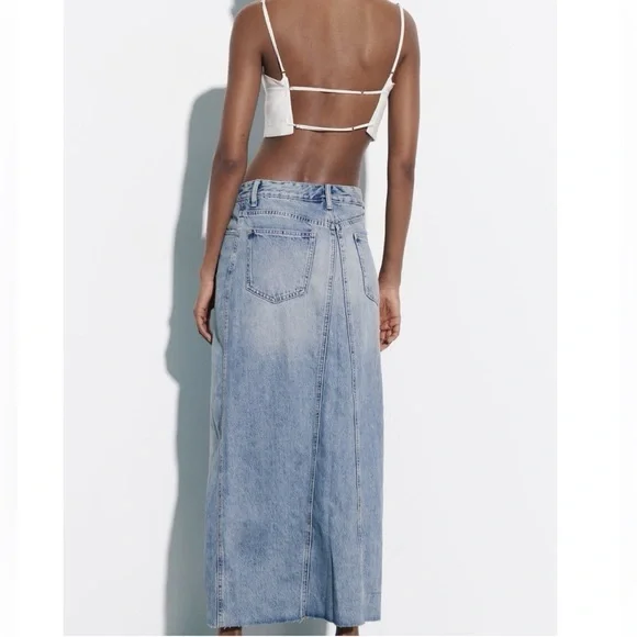 ZaraCROSSOVER LONG DENIM SKIRT XL